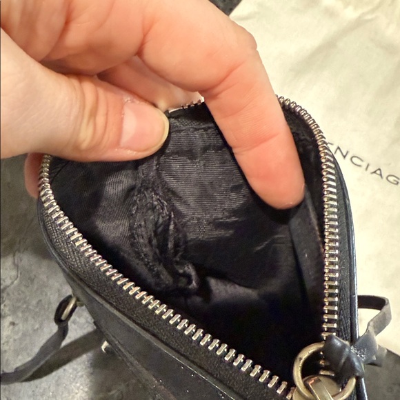 Balenciaga Black Milky Way Metallic Calfskin Leather Classic Zip Mini Coin Purse